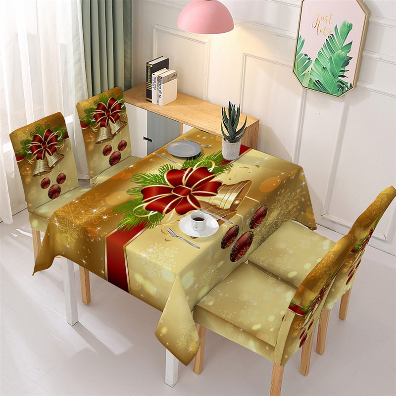 速发Christmas Printed Tablecloth Chair Cover Festive Decorat