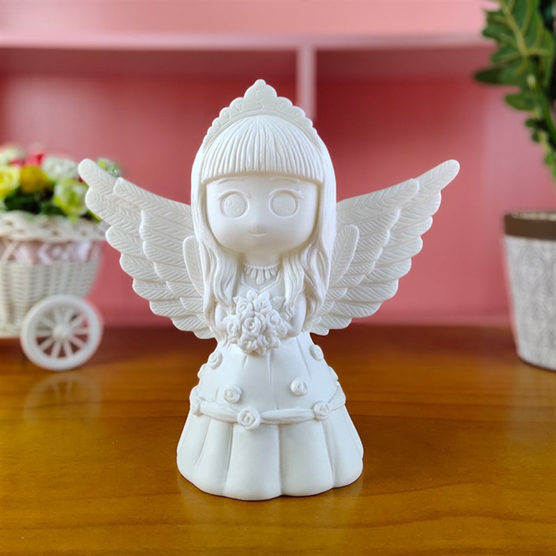 网红S painted gypsum doll doll painted piggy bank white embr