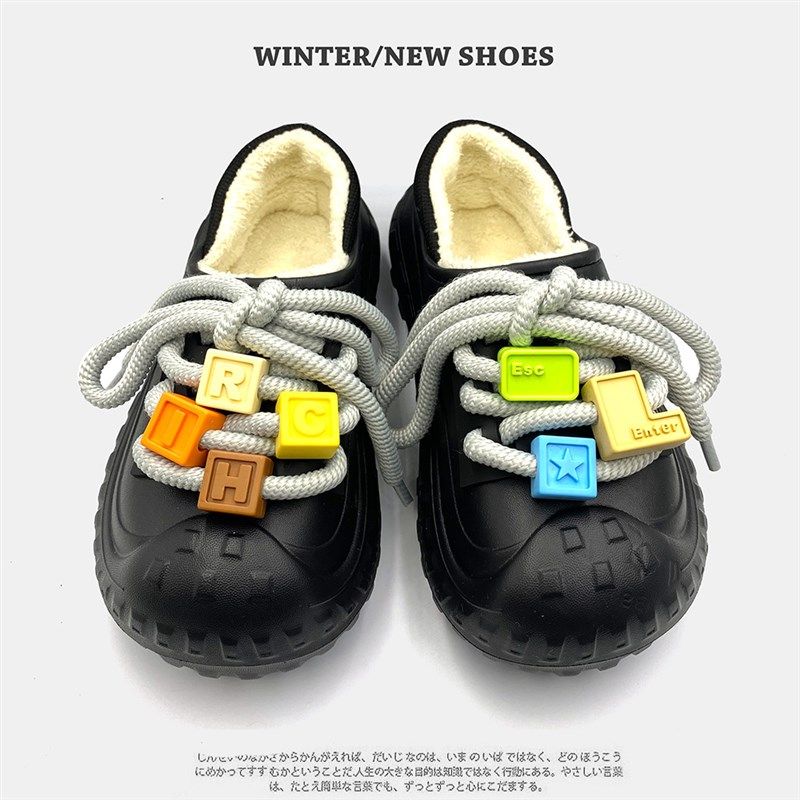 秋冬厚底增高大头情侣棉拖鞋男女包跟外穿棉鞋保暖加绒雪地靴潮流