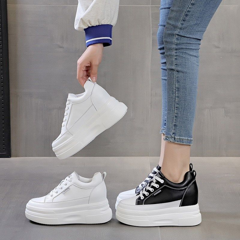 内增高女鞋10cm厚底小r白鞋春夏百搭单鞋坡跟松糕鞋女秋季高跟鞋,女鞋,休闲板鞋,淘宝优惠券,粉丝福利购,淘宝优惠卷