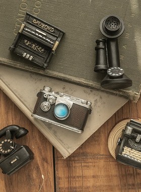 复古迷你树脂小摆件创意怀旧老式电话收音机装饰模型美式桌面摆设