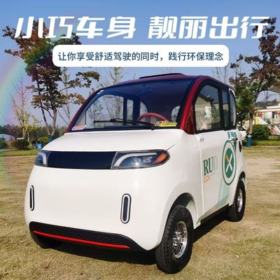 新能源老头乐g电动四轮车家用成年人代步女小型全封闭油电两用猛