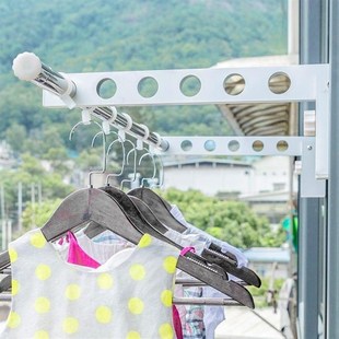 阳台晒被子神器 窗外高楼室外免打孔伸缩K杆高层晾衣架可挂多功能