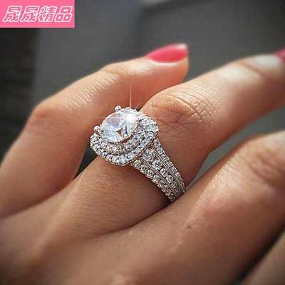 推荐Women Sunshine Rings Artificial diamond Wedding Band Rin