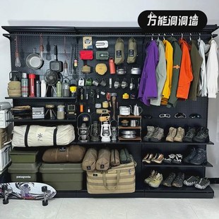 万能洞洞板墙露营置物架货架收纳展示落地造型墙户外装备置物架