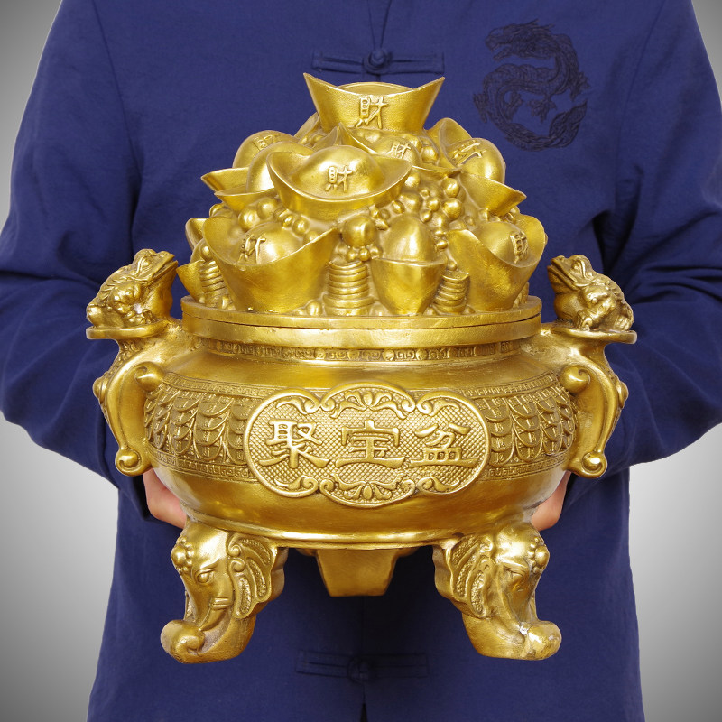 聚宝盆纯铜摆件招财聚财存钱罐家居客厅装饰品办公室桌面开业礼品,家居饰品,装饰摆件,淘宝优惠券,粉丝福利购,淘宝优惠卷