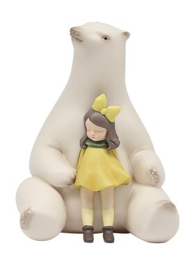 白夜童话暖熊夏夜现代创意室内家居少女艺术摆件装饰雕塑礼物礼品