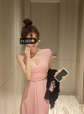 CCZEE 法系优雅裙子2021年夏季女潮气质收腰显瘦绑带长短款连衣裙
