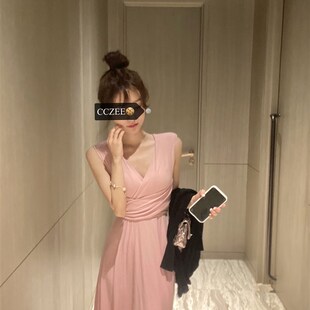 连衣裙 女潮气质收腰显瘦绑带长短款 CCZEE 法系优雅裙子2021年夏季