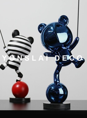 现代简约创意摆件卡通公仔手办样板间儿童房玄关卧室客厅软装饰品