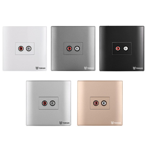 86型一位音频AV面板暗装红白音频插座白色黑色银色金色免焊接接线