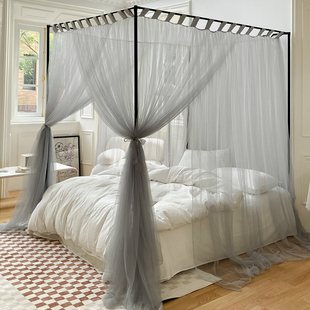 2022新款 宫廷蚊帐1.8m夏天家用卧室1.5米床上三开门高级黑色支架