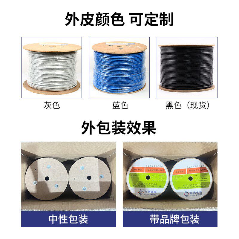 户外超六类双屏蔽网线CAT6e 23AWG  双K绞线无氧铜300米千兆网络