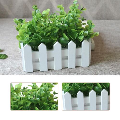 Wood Fence Artificial Plastic Eucalyptus Green Plant Home Ca