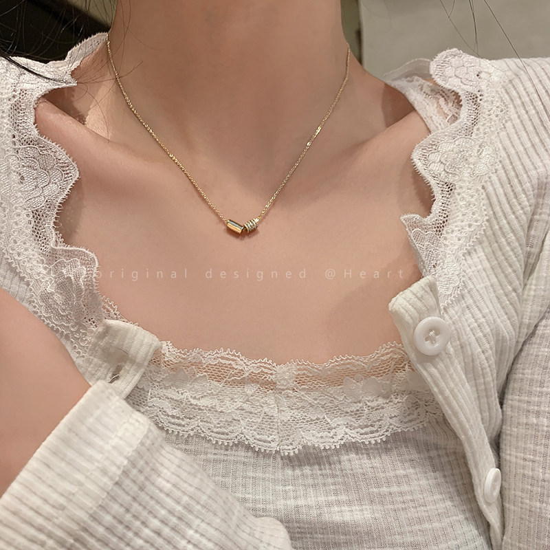 新品韩国锆石小蛮j腰项链女ins简约气质高级感配饰轻奢小众精致锁