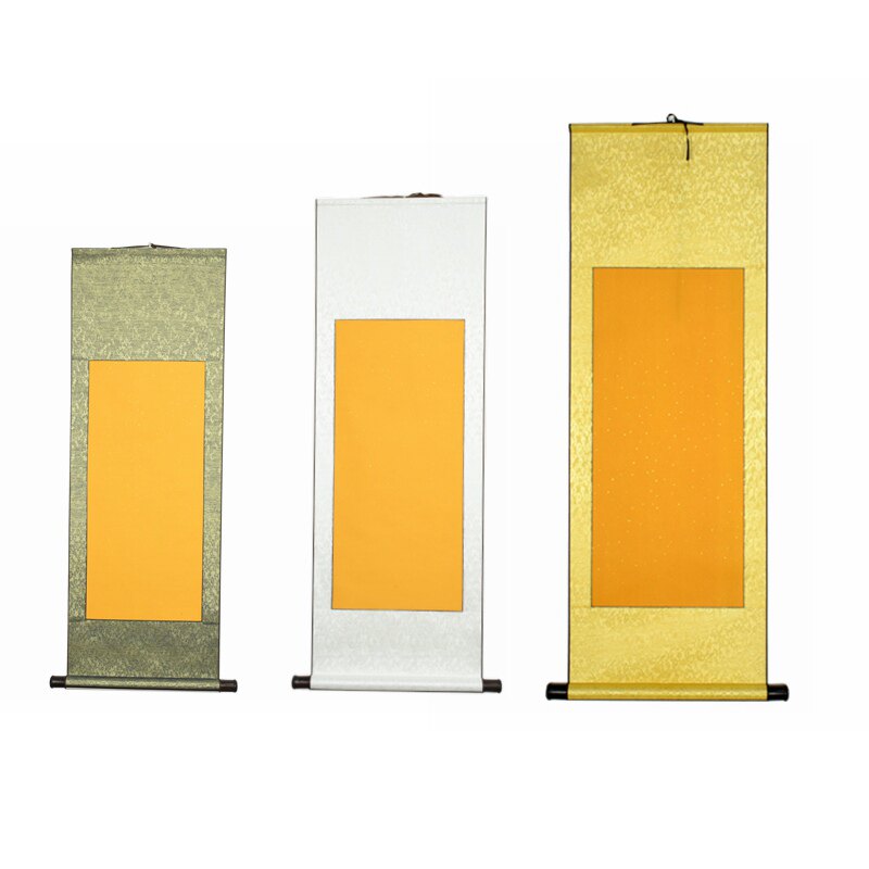 包邮依江空白卷轴 佛黄洒金宣纸挂轴立轴横批定制中堂卷画轴创作