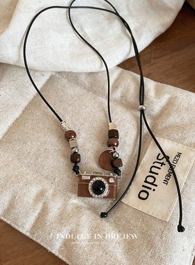 (可调节)复古照相机项链2024新款爆款轻奢小众毛衣链卫衣链配饰
