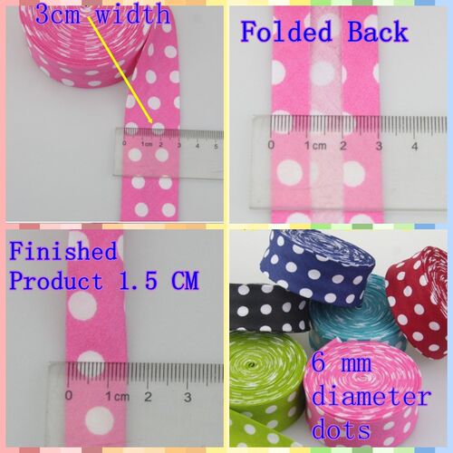 30mm dots printing single ironed fold cotton bias binding ta