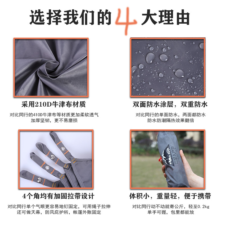 速发户外露营帐篷专用防潮地席地布防水牛津布地垫天幕野餐垫沙滩