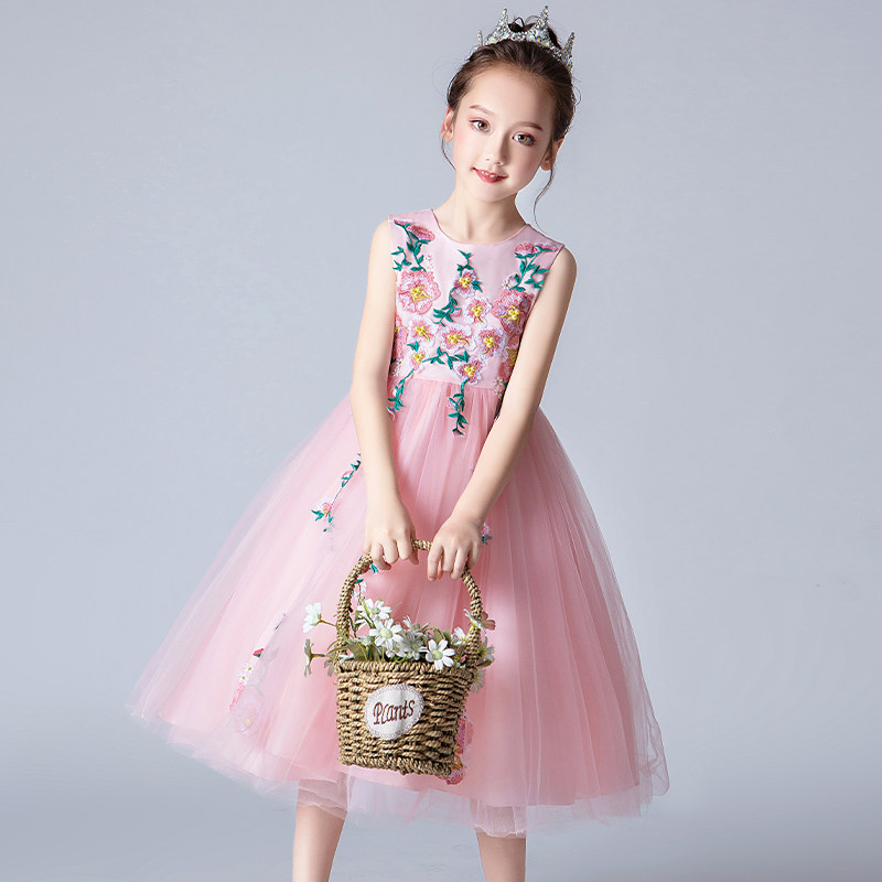 现货女童连衣裙夏装2023新款童装女G公主裙礼服蓬蓬纱演出服儿童