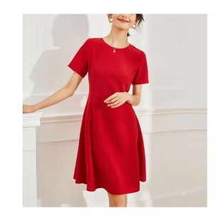 高级感法式醋酸红色连衣裙女夏季2024年新款气质别致惊艳礼服裙子