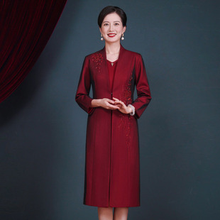 十一结婚礼喜妈妈j礼服大尺码洋装两件式套装喜服喜婆婆婚宴装秋