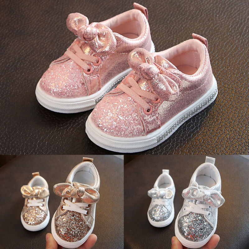 速发1-3 Years Toddler Baby Girls Bow Sequin Crib Shoe nd Cas