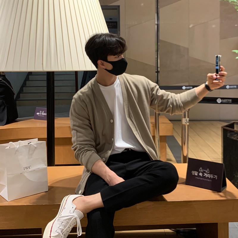 2021新款秋季毛衣外套男士开衫宽松休闲针织衫男长袖v领韩版潮流