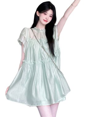 孕妇夏装套装小个子2023新款时尚小飞袖L淑女连衣裙夏季短裤两件