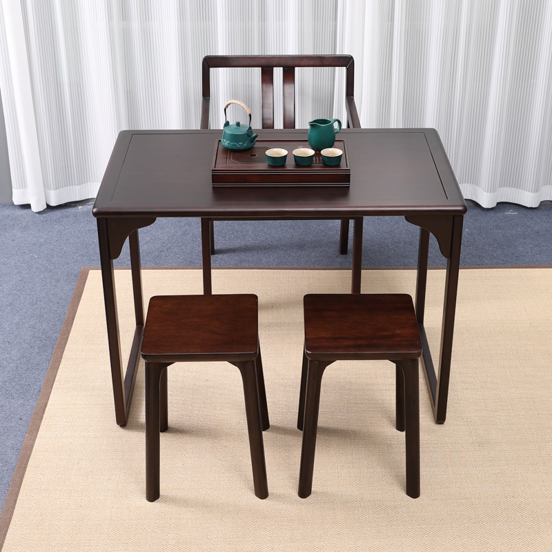新中式实木茶桌书桌一体两用阳台泡茶桌椅组合茶台家用茶台电脑桌