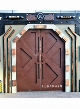 铁艺复古科幻太空门工业风大门酒吧餐厅个性O创意对开门定制网红