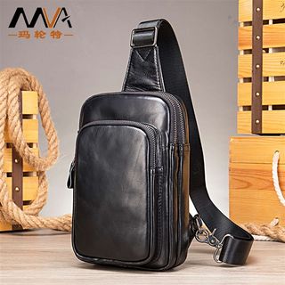 推荐Men's vertical genuine leather chest bag  men's casual s