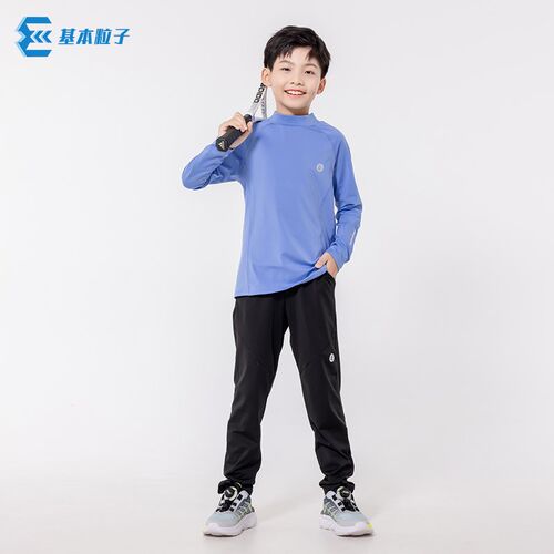 粒子儿童运动套装跑步2024秋冬男童速干训练服高领高弹长袖长裤