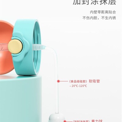 皇宠保温杯e儿童水杯宝宝学饮杯婴儿吸管杯幼儿园外出不锈钢水壶