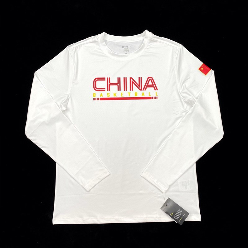 中国队男篮训练热身投篮服球员热身训练运动跑步宽松速干T恤长袖