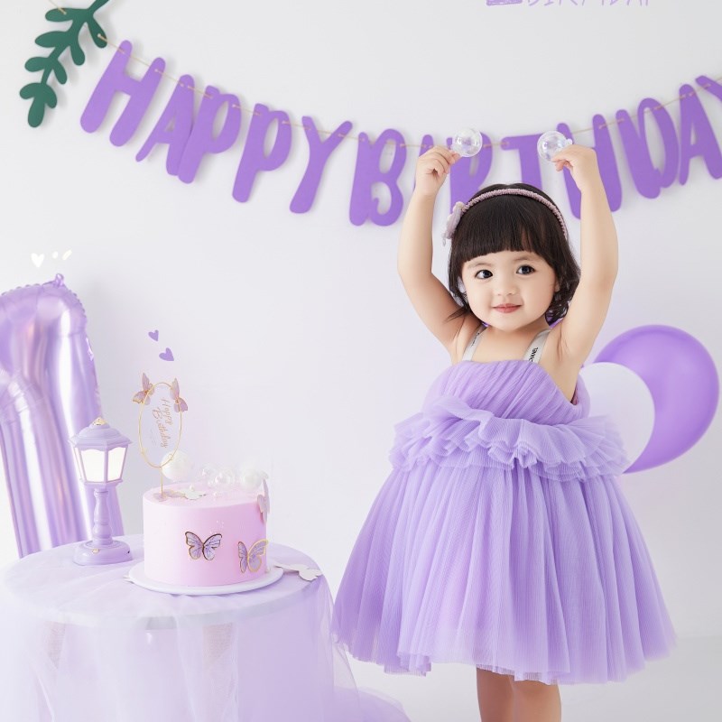 新款女宝宝生日周岁礼服女童公主风萝莉可爱公主裙影楼拍照蓬蓬裙