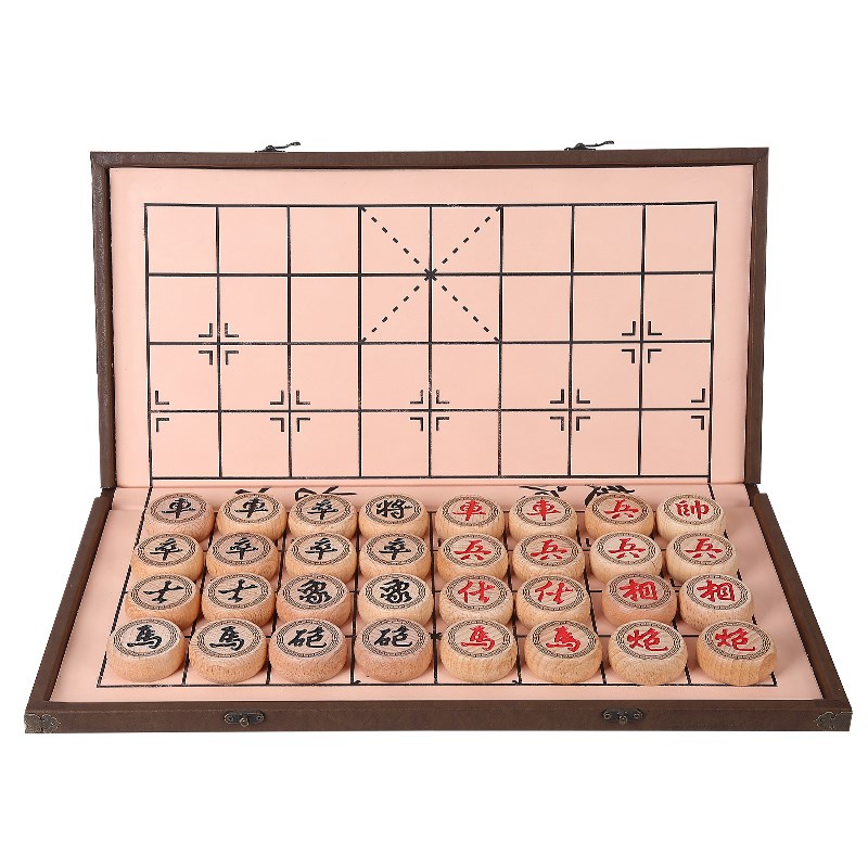 象棋套装成人实木高档棋盘折叠皮革家用学生节日父亲大号中国象棋