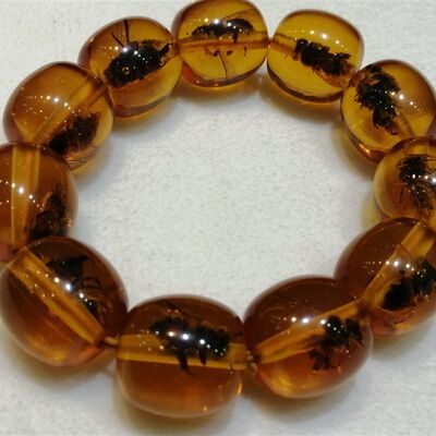 速发Insect Amber Bracelet for Men Women Fine Jewelry Bracele