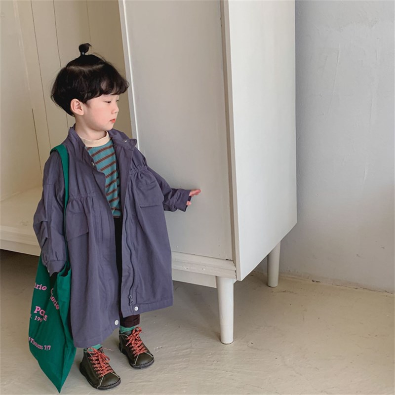 儿童外套中长款男童秋装女童风衣2022新款春秋季韩版洋气宝宝上衣