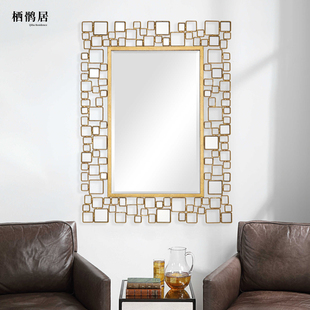 急速发货北欧式 装 饰镜客厅玄关沙发背景墙壁挂镜创意艺术镜饭 美式