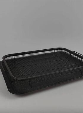 烤箱用鸡翅薯条蔬菜烤薄饼盘BBQ烤肉方形不粘不锈钢烧烤篮