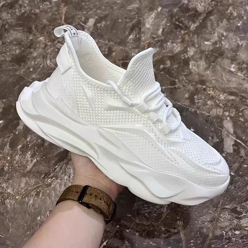 黑色男鞋夏季透气男士工作劳保鞋厚底老爹鞋男款网面休闲运动网鞋