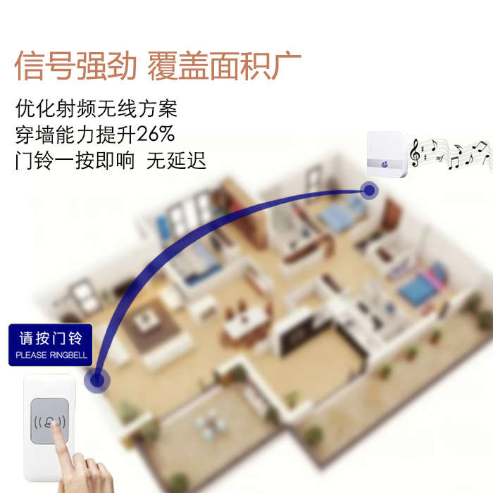 无线门防水门铃遥控电子钟家用器距离铃叮咚超远呼叫一拖一拖二