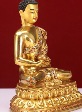 藏式纯铜七寸阿弥陀佛像佛供奉摆件精品全身1尺家用装物尼泊尔民