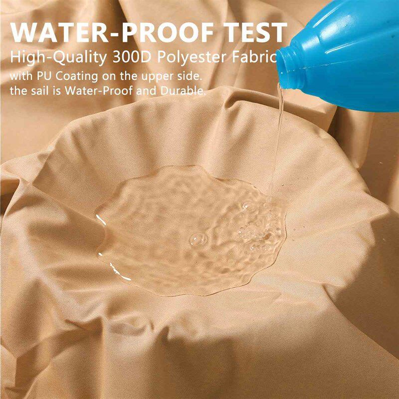 Waterproof 300D Sand Square Rectangle Shade Sail Garden Terr