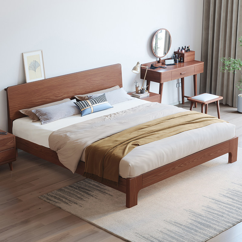 2c米单人床北欧小户型卧室原木大床