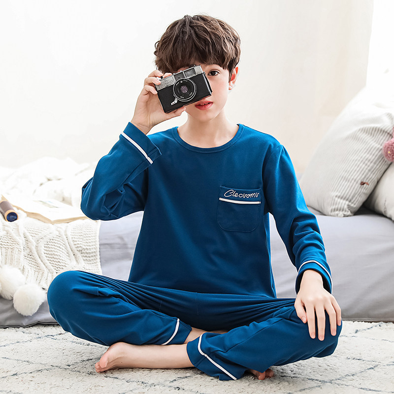 儿童睡衣男童春秋薄款男孩大童长袖空调服小孩秋季家居服套装