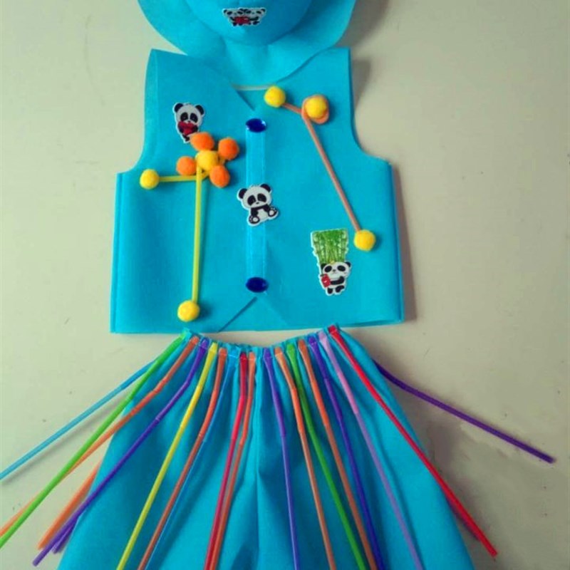 六一时装秀儿童环保服幼儿园手工自制diy不织布布衣服男童创意西