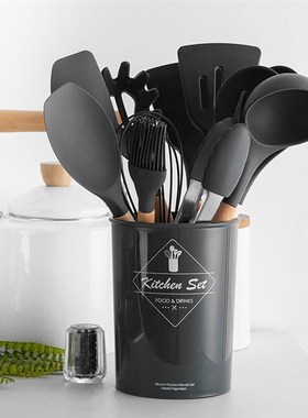 9/10/12 Pcs Silicone Cooking Tools Kitchen tensils Set Bambo