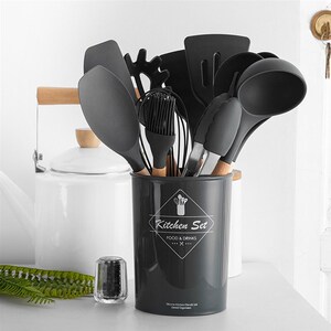 9/10/12 Pcs Silicone Cooking Tools Kitchen tensils Set Bambo